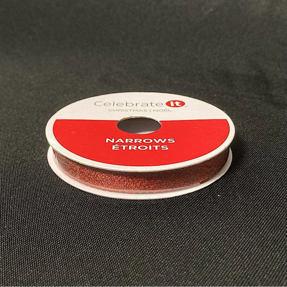 ⭐️ Celebrate It Narrows Metallic Glittery Red Ribbon 3/8” x 108”